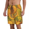 Men's Shorts Beach Short Swim Botanical Pumpkins Flowers And Leaves Surfing Sport Board Swimwear