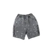 Trousers Children Clothing Boys Spray-painted Jeans Summer 2024 Fashionable Shorts Handsome Boy Casual Cool Denim Pants