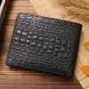 crocodile Skin Wallet Men 100% Genuine Leather Small Zipper Short Men Wallets Credit Card Holders Coin Pocket Purse Alligator G07U#