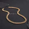 Chains Simple Cuban Chain Necklace For Men Gold Color/Black Metal Aluminium On The Neck Choker Jewelry Party Boy DIY Gift