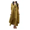 Robes décontractées Anself Printemps Mode Femmes Robe ample Couleur unie Manches longues surdimensionnées Dames Plus Taille Boho Maxi