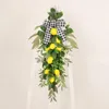 Flores decorativas limões artificiais folhas verdes swag grinalda adereços de suspensão de parede para casa decoração de sala de estar