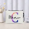 persalized Name Customized Bag Gradient Letter Makeup Organizer Bags Travel Toiletry Kits Teacher Gifts Woman Cosmetic Pouchs K8IR#