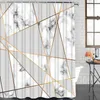 Douchegordijnen Zwart en Gouden Abstract Marmer Geometrische Lijnen Modern Gedrukt Waterdicht Polyester Bad met Haken