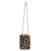 nova pele inteira de vison pele leopardo padrão móvel Phe saco crossbody saco de luxo bonito menina corrente pequena bolsa de pelúcia s3PO #