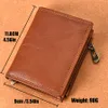men's leather wallet RFID 100% genuine leather wallet airtag credit card bag tri-fold zipper coin purse mey bag D3Qj#