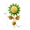 Broşlar CSXJD 2024 Moda Tasarım Rhinestones Sun Flower Broş Yüksek dereceli ayçiçeği yaka iğnesi