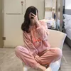 Home Clothing Autumn Spring Kawaii Cartoon Flannel Pajama Sets Women Pyjamas Sleepwear Girl Pijama Mujer Night Suits Homewear