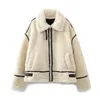 Kvinnors jackor visnade 2024 Vintage Fleece Coat Women With Patchwork Lapel Jacket Ladies