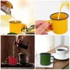 Wine Glasses 3 Pcs Coffee Mug Colored Enamel Retro Mugs Thickened Water Cups Handle Small Toddlers Milk Home