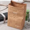 1pc Kraft Paper Brown Lunch Bag återanvändbar Hållbar isolerad termisk påse Magnetiskt spänne Picknick Ctainer Bag 05ja#