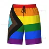 Men's Shorts Custom LGBT Progress Pride Flag Swim Trunks Men Quick Dry Board Gay Swimwear Suits Boardshorts