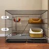 Porte-chats moderne Simple Cages maison Villa de luxe Super grand espace Double couche litière pliante fer Cage fournitures pour animaux de compagnie