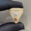 Dobra biżuteria Sier Moissanite for Men Custom Diamond Hip Hope Out Baguette Cut Cest Ring
