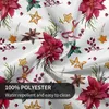 Masa bezi Noel masa örtüsü holly berry yuvarlak masa örtüsü 60 inç çiçek açan kırmızı poinsettia masa kumaş su geçirmez yemek masa kapağı y240401