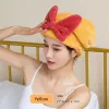 Dry Hair Cap Ladies Quick Dry Cap Cute Bow Towel Bath Cap Super Absorbent Bath Cap Bathroom Accessories