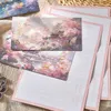 Geschenkpapier-Umschläge, Briefpapier-Set, beschreibbar mit Siegelaufkleber, Regenblüten-Taschenumschlag, ästhetische Blume, DIY, niedliche Nachrichtenkarte