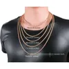 Real Plated Stainless Steel Rope Chain Necklace for Men Gold Chains Fashion Jewelry Gift