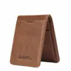 Slim Leather ID/Credit Card Holder Bifold FRT Pocket Wallet med RFID Blockering Busin Card Holder äkta läder 39Ir#