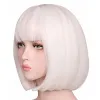 Wigs HAIRJOY Women Short Straight Pure White Synthetic Hair Wig Heat Resistant Fiber for Party Costume