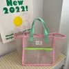 Pink Green Ctrast Beach Bag Children's Toy Mesh Portable förvaringspåse Utomhus Travel Simning Toalettförvaringsväska 624S#