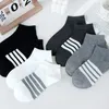 Women Socks Sweat-absorbent Wearproof All Seasons Refreshing Sports Stripe Elastic Hosiery Asymmetry Cotton Ankle