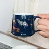 Tasses soucoupes ménage trois pièces tasse en céramique tasse peinte en or avec couvercle filtre thé séparé et faire