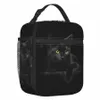 black Cat Insulated Lunch Bags for Women Cute Pet Kitty Animal Lover Portable Thermal Cooler Food Lunch Box Work School Travel x86D#