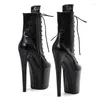 Tanzschuhe Leecabe 20CM/8 Zoll schwarzer Schlangen-Pole-Dance-High-Heel-Plateau-Stiefel