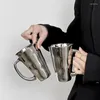 Mugs Individualized And Unique Laser Silver Band Handle Cup Irregular Ripple Mug Creative High Beauty Water