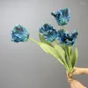 Decorative Flowers Silk 3D Parrot Tulip Artificial Flower Real Touch Fake Bouquet For Wedding Decoration Home Garen Decor Arrangement