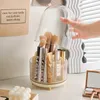 Cajas de almacenamiento, soporte para brochas de maquillaje, organizador, lápiz labial, cepillos cosméticos, rotación de 360 grados