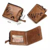 Qualité authentique en cuir Men Wallet Nouveau sac de monnaie de monnaie à glissière Hot Brand Hot Brand Homme Vintage Cow Leather Male avec chaîne ir U4FN #