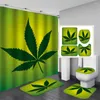Duschvorhänge, großes Blattpflanzen-Vorhang-Set, rutschfeste Matte, U-förmiger Toilettensitz, Batik-Dekoration