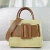 Saco de moda design feminino palha tecido tote couro mensageiro senhora fivela quadrada bolsa grande ombro meninas viagem