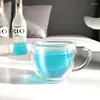 Tassen 200 ml Einfache transparente Kaffeetasse Doppelschichtige Glastasse mit Griff Hochtemperatur-Cappuccino-Café