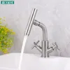 Bathroom Sink Faucets Dual Handles Basin Faucet Tap Rotate Mouth 304 Stainless Steel