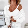 Kvinnors stickor 2024 Autumn Sexig Fashion Furry Vest Cardigan Casual Tops Tvåverk Set Women Elegant pärlastad långärmad matchning av kostymdräkter