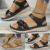 Sandalen dames zomer effen kleur leer bloem decoratieve open teen haak lus platte elegante kantoor damesschoenen