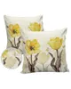 Pillow Case Vintage Flowers Butterflies Yellow Tulips Waterproof Pillowcase Home Sofa Office Throw Car Cushion Cover Decor