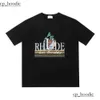 T-shirt da uomo Uomo Donna Vintage Tessuto pesante RHUDE BOX PERSPECTIVE Tee Leggermente allentato Top Multicolor Logo Nice Wash 3810