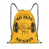 No Pain No Gain Kordelzug Tasche Männer Frauen Faltbare Gym Sport Sackpack Bodybuilding Fitn Gym Shop Rucksäcke m1ik #