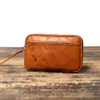 vegetable Tanned Leather Zipper Purse Cowhide Zero Wallet Large Capacity Card Bag Leather Storage Bag Key Bags Leathfocus Y3RA#