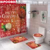 Tende da doccia Buon Natale Set da bagno 3d Pupazzo di neve Babbo Natale Alce Tessuto Tenda da bagno Tappeto antiscivolo Coperchio del WC Tappetino