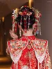 Haarspeldjes Chinese stijl bruiloft kristal bloem fluweel Phoenix kroon oude kostuum hoofddeksels retro bruid Hanfu Xiuhe accessoires