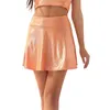 Юбки женские металлические блестящие фигуристки мини-юбка танцевальный костюм с высокой талией стильная трапециевидная плиссированная клубная одежда Rave