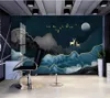 Обои Wellyu Индивидуальные обои 3d Китайская ручная роспись Пейзаж Карта Светло-серый ТВ-фон