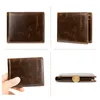 Mäns plånbok 100% äkta läderväska Holder Busin Anti-stöld Kreditkort RFID Kort plånbok Male Slim Coin Purse Mey Bag D6QT#