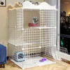 Porte-chats Cages en fer modernes avec clôture de rangement maison intérieure grand espace Villa salon balcon maison chatterie cadre d'escalade
