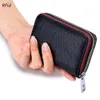 echte Ledermännerinnen Frauen Kartenhalter kleiner Reißverschluss Brieftasche Solid Coin Geldbörse Accord -Design RFID ID Busing Kreditkartenbeutel I4B1#
